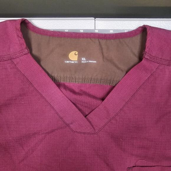 Carhartt Scrub To Mens XL Ripstop Canvas Burgundy Nurse Medical - Picture 3 of 8